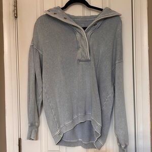 Aerie Soft Blue snap sweatshirt